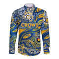 Custom NAIDOC Week 2024 Eagles Long Sleeve Button Shirt Aboriginal Animals Keep The Fire Burning