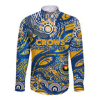 Custom NAIDOC Week 2024 Eagles Long Sleeve Button Shirt Aboriginal Animals Keep The Fire Burning