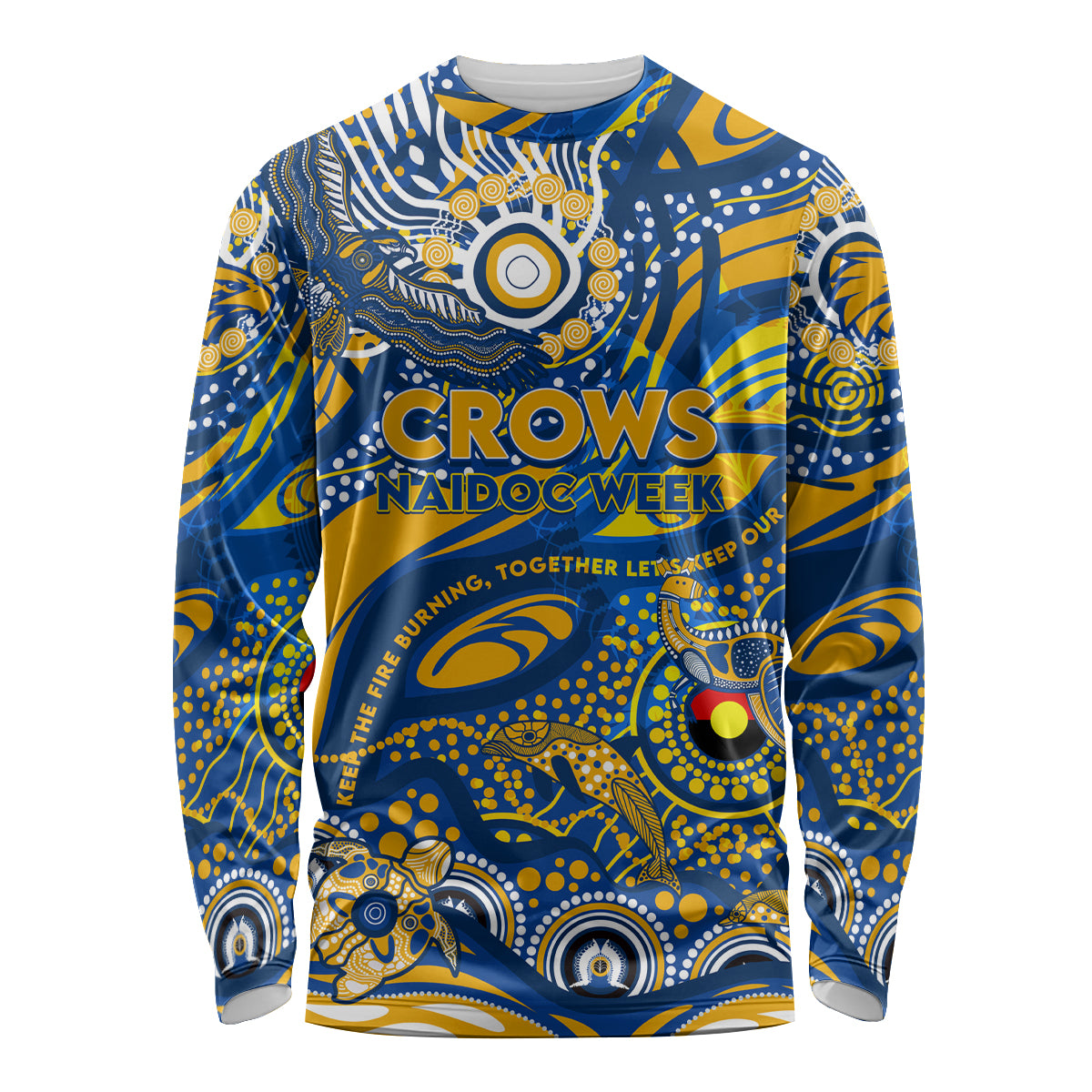 Custom NAIDOC Week 2024 Eagles Long Sleeve Shirt Aboriginal Animals Keep The Fire Burning