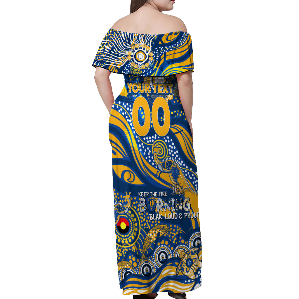 Custom NAIDOC Week 2024 Eagles Off Shoulder Maxi Dress Aboriginal Animals Keep The Fire Burning