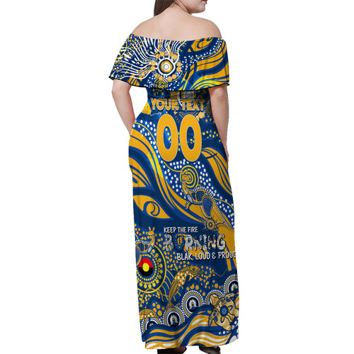 Custom NAIDOC Week 2024 Eagles Off Shoulder Maxi Dress Aboriginal Animals Keep The Fire Burning