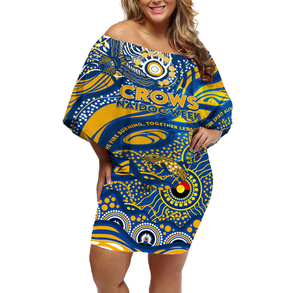 Custom NAIDOC Week 2024 Eagles Off Shoulder Short Dress Aboriginal Animals Keep The Fire Burning