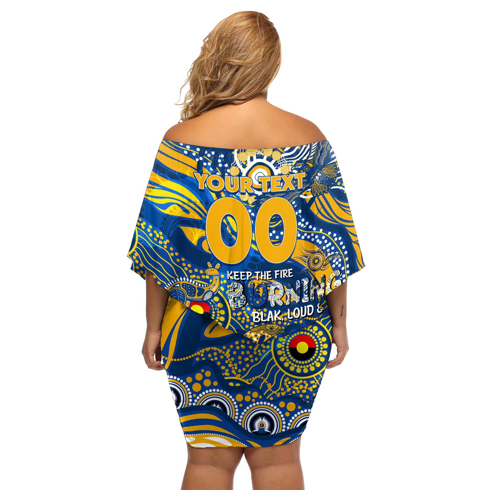 Custom NAIDOC Week 2024 Eagles Off Shoulder Short Dress Aboriginal Animals Keep The Fire Burning