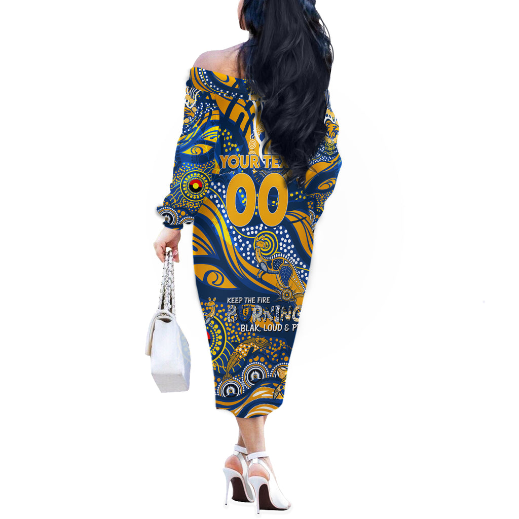 Custom NAIDOC Week 2024 Eagles Off The Shoulder Long Sleeve Dress Aboriginal Animals Keep The Fire Burning