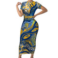Custom NAIDOC Week 2024 Eagles Short Sleeve Bodycon Dress Aboriginal Animals Keep The Fire Burning