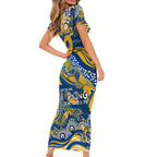 Custom NAIDOC Week 2024 Eagles Short Sleeve Bodycon Dress Aboriginal Animals Keep The Fire Burning