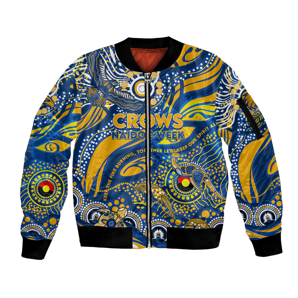 Custom NAIDOC Week 2024 Eagles Sleeve Zip Bomber Jacket Aboriginal Animals Keep The Fire Burning