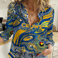 Custom NAIDOC Week 2024 Eagles Women Casual Shirt Aboriginal Animals Keep The Fire Burning