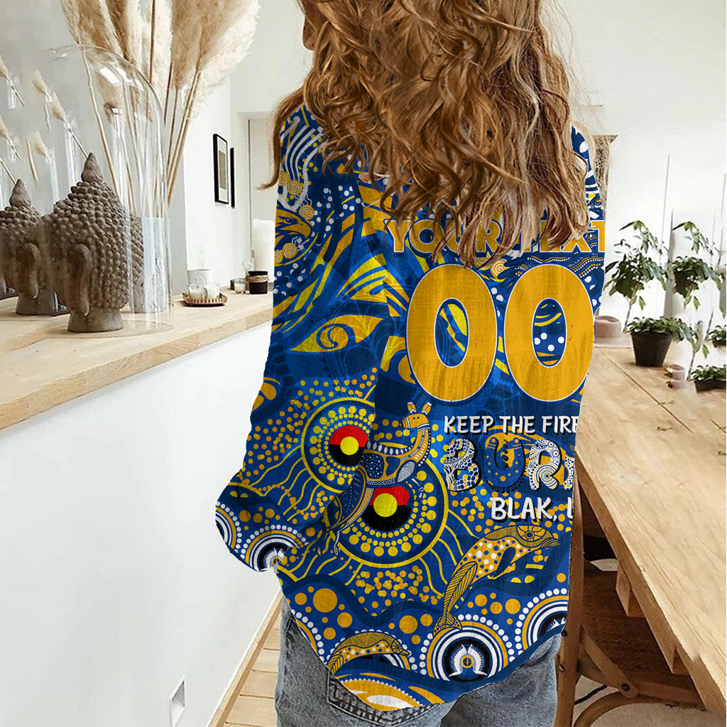 Custom NAIDOC Week 2024 Eagles Women Casual Shirt Aboriginal Animals Keep The Fire Burning