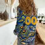 Custom NAIDOC Week 2024 Eagles Women Casual Shirt Aboriginal Animals Keep The Fire Burning