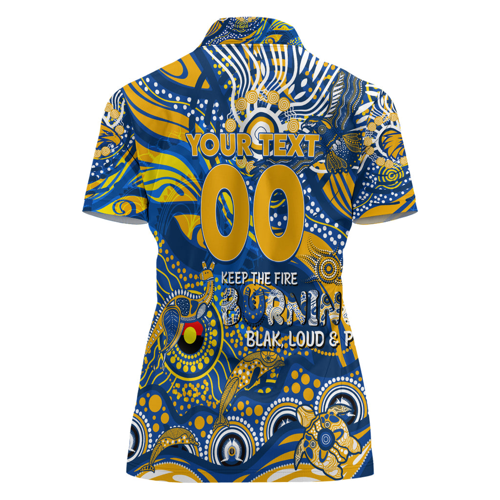 Custom NAIDOC Week 2024 Eagles Women Polo Shirt Aboriginal Animals Keep The Fire Burning
