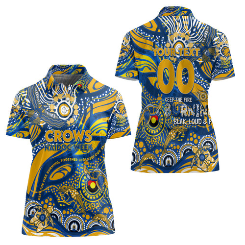 Custom NAIDOC Week 2024 Eagles Women Polo Shirt Aboriginal Animals Keep The Fire Burning
