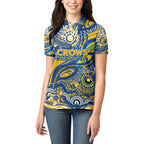 Custom NAIDOC Week 2024 Eagles Women Polo Shirt Aboriginal Animals Keep The Fire Burning