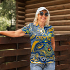 Custom NAIDOC Week 2024 Eagles Women Polo Shirt Aboriginal Animals Keep The Fire Burning
