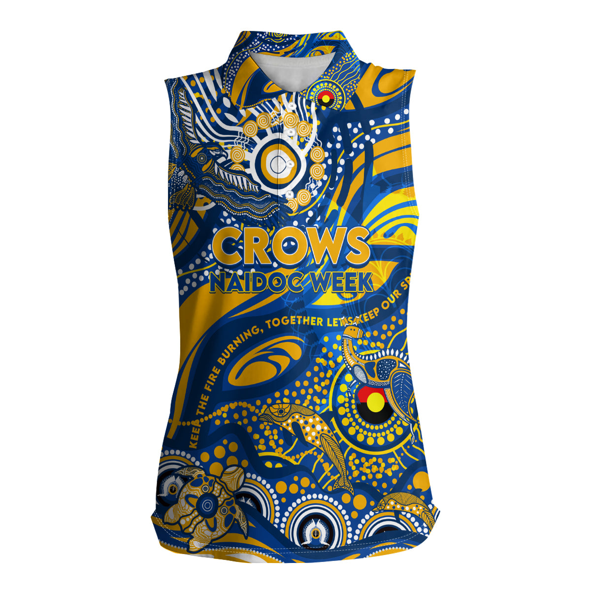 Custom NAIDOC Week 2024 Eagles Women Sleeveless Polo Shirt Aboriginal Animals Keep The Fire Burning