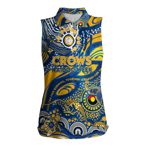 Custom NAIDOC Week 2024 Eagles Women Sleeveless Polo Shirt Aboriginal Animals Keep The Fire Burning
