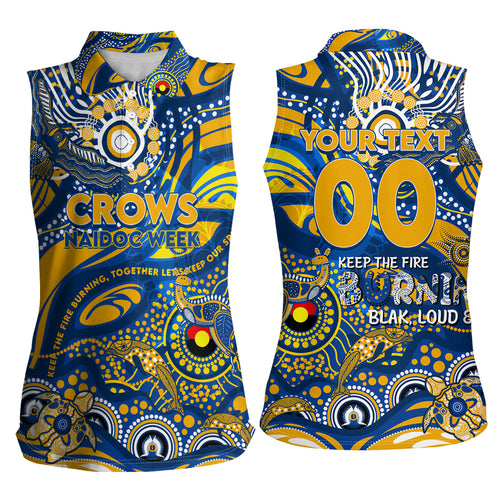 Custom NAIDOC Week 2024 Eagles Women Sleeveless Polo Shirt Aboriginal Animals Keep The Fire Burning