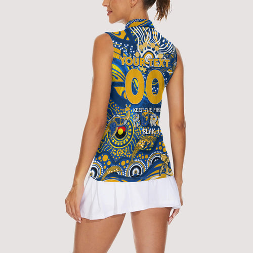 Custom NAIDOC Week 2024 Eagles Women Sleeveless Polo Shirt Aboriginal Animals Keep The Fire Burning