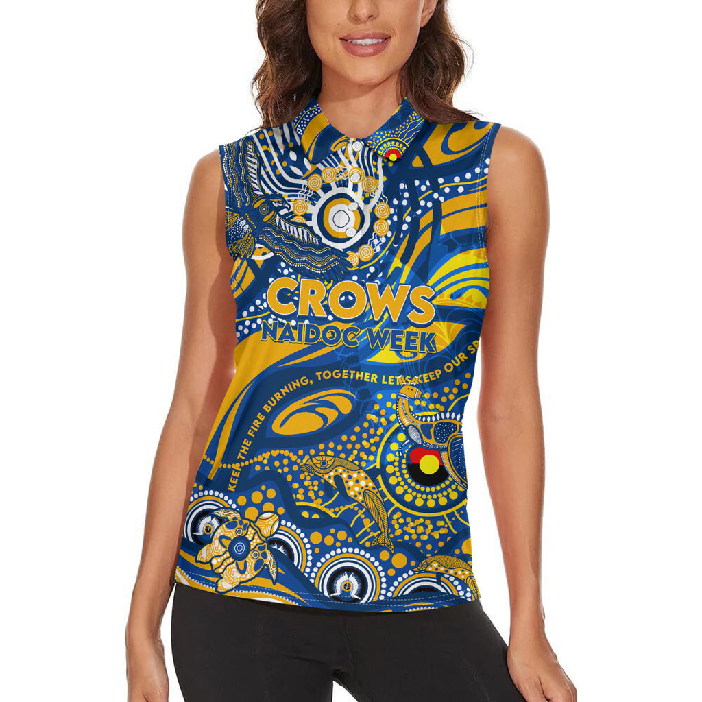 Custom NAIDOC Week 2024 Eagles Women Sleeveless Polo Shirt Aboriginal Animals Keep The Fire Burning
