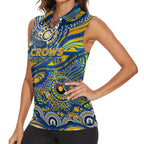 Custom NAIDOC Week 2024 Eagles Women Sleeveless Polo Shirt Aboriginal Animals Keep The Fire Burning