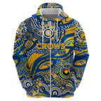 Custom NAIDOC Week 2024 Eagles Zip Hoodie Aboriginal Animals Keep The Fire Burning