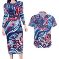 Custom NAIDOC Week 2024 Bulldogs Couples Matching Long Sleeve Bodycon Dress and Hawaiian Shirt Aboriginal Animals Keep The Fire Burning