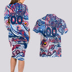 Custom NAIDOC Week 2024 Bulldogs Couples Matching Long Sleeve Bodycon Dress and Hawaiian Shirt Aboriginal Animals Keep The Fire Burning