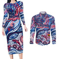 Custom NAIDOC Week 2024 Bulldogs Couples Matching Long Sleeve Bodycon Dress and Long Sleeve Button Shirt Aboriginal Animals Keep The Fire Burning