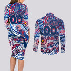 Custom NAIDOC Week 2024 Bulldogs Couples Matching Long Sleeve Bodycon Dress and Long Sleeve Button Shirt Aboriginal Animals Keep The Fire Burning