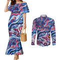 Custom NAIDOC Week 2024 Bulldogs Couples Matching Mermaid Dress and Long Sleeve Button Shirt Aboriginal Animals Keep The Fire Burning