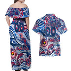 Custom NAIDOC Week 2024 Bulldogs Couples Matching Off Shoulder Maxi Dress and Hawaiian Shirt Aboriginal Animals Keep The Fire Burning