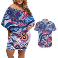 Custom NAIDOC Week 2024 Bulldogs Couples Matching Off Shoulder Short Dress and Hawaiian Shirt Aboriginal Animals Keep The Fire Burning