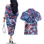 Custom NAIDOC Week 2024 Bulldogs Couples Matching Off The Shoulder Long Sleeve Dress and Hawaiian Shirt Aboriginal Animals Keep The Fire Burning