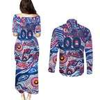 Custom NAIDOC Week 2024 Bulldogs Couples Matching Puletasi and Long Sleeve Button Shirt Aboriginal Animals Keep The Fire Burning
