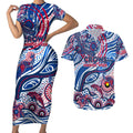 Custom NAIDOC Week 2024 Bulldogs Couples Matching Short Sleeve Bodycon Dress and Hawaiian Shirt Aboriginal Animals Keep The Fire Burning