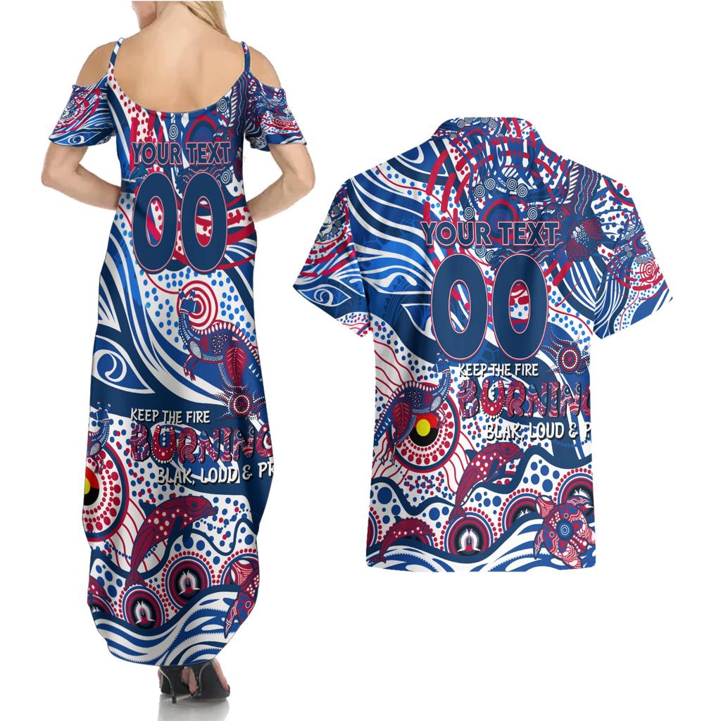 Custom NAIDOC Week 2024 Bulldogs Couples Matching Summer Maxi Dress and Hawaiian Shirt Aboriginal Animals Keep The Fire Burning