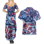 Custom NAIDOC Week 2024 Bulldogs Couples Matching Summer Maxi Dress and Hawaiian Shirt Aboriginal Animals Keep The Fire Burning