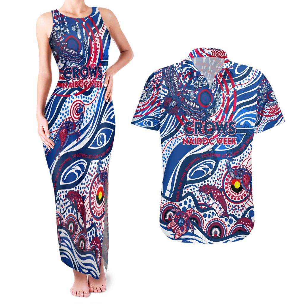 Custom NAIDOC Week 2024 Bulldogs Couples Matching Tank Maxi Dress and Hawaiian Shirt Aboriginal Animals Keep The Fire Burning