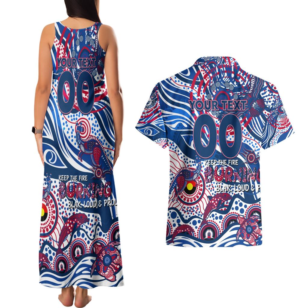Custom NAIDOC Week 2024 Bulldogs Couples Matching Tank Maxi Dress and Hawaiian Shirt Aboriginal Animals Keep The Fire Burning