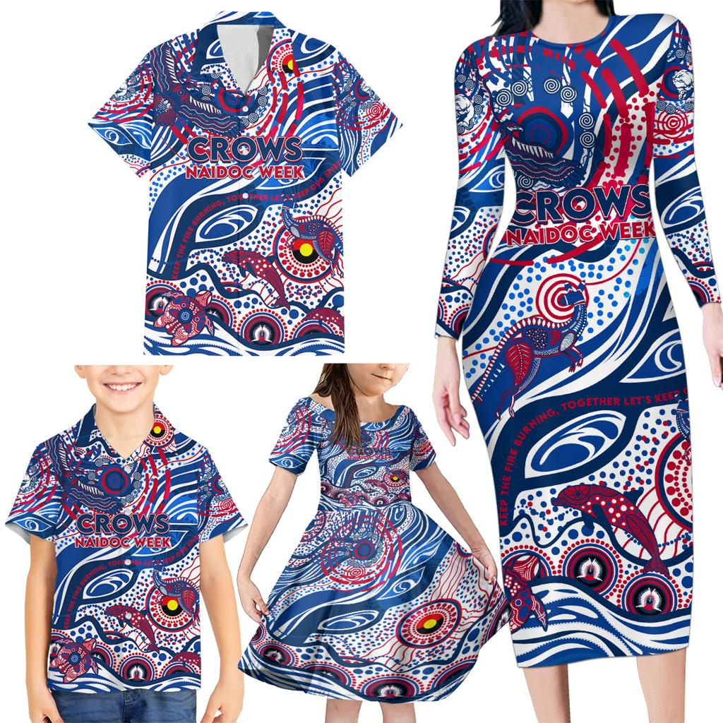 Custom NAIDOC Week 2024 Bulldogs Family Matching Long Sleeve Bodycon Dress and Hawaiian Shirt Aboriginal Animals Keep The Fire Burning