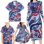 Custom NAIDOC Week 2024 Bulldogs Family Matching Long Sleeve Bodycon Dress and Hawaiian Shirt Aboriginal Animals Keep The Fire Burning