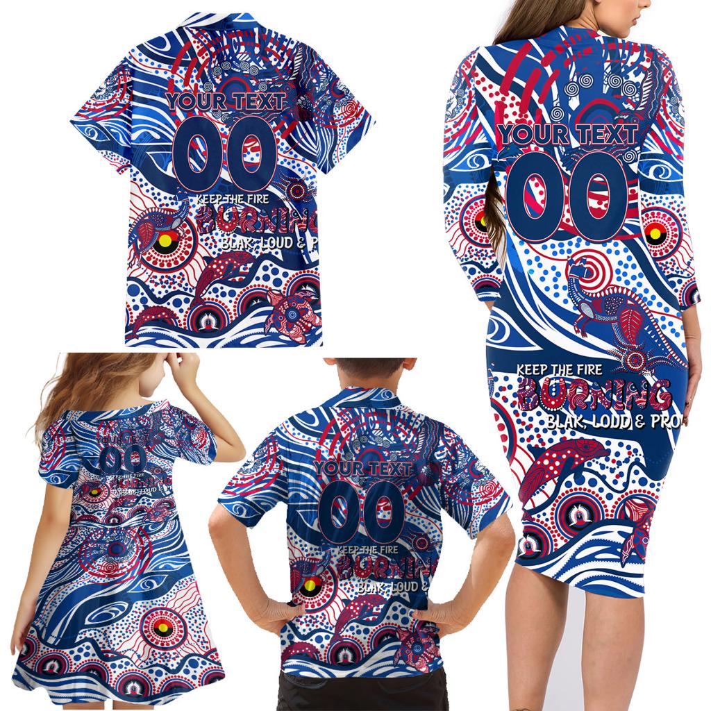 Custom NAIDOC Week 2024 Bulldogs Family Matching Long Sleeve Bodycon Dress and Hawaiian Shirt Aboriginal Animals Keep The Fire Burning