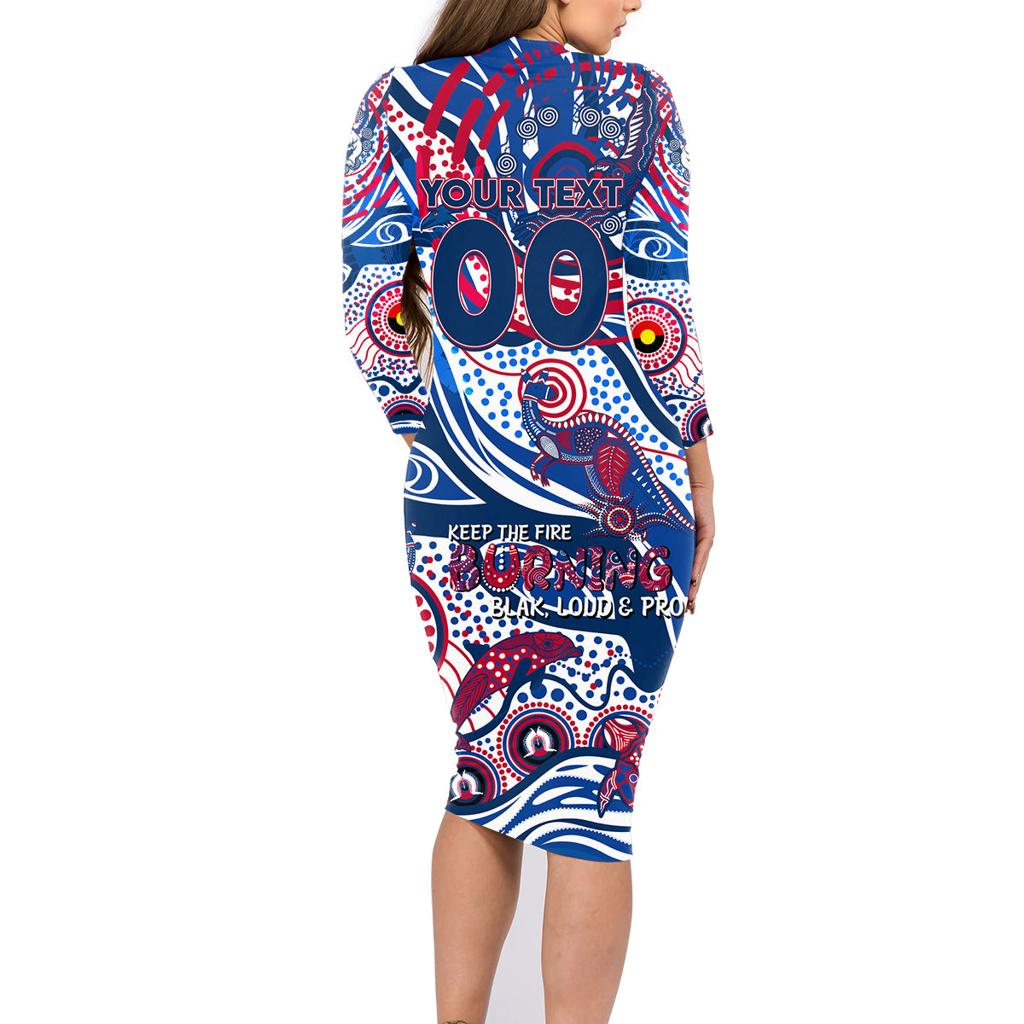 Custom NAIDOC Week 2024 Bulldogs Family Matching Long Sleeve Bodycon Dress and Hawaiian Shirt Aboriginal Animals Keep The Fire Burning