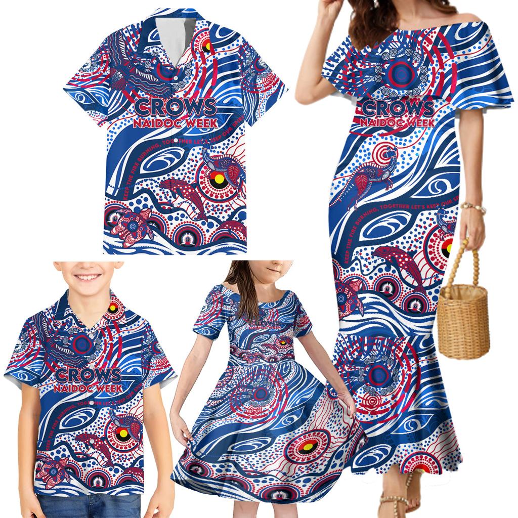 Custom NAIDOC Week 2024 Bulldogs Family Matching Mermaid Dress and Hawaiian Shirt Aboriginal Animals Keep The Fire Burning