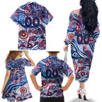 Custom NAIDOC Week 2024 Bulldogs Family Matching Off The Shoulder Long Sleeve Dress and Hawaiian Shirt Aboriginal Animals Keep The Fire Burning