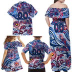 Custom NAIDOC Week 2024 Bulldogs Family Matching Off Shoulder Maxi Dress and Hawaiian Shirt Aboriginal Animals Keep The Fire Burning