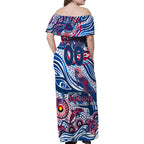 Custom NAIDOC Week 2024 Bulldogs Family Matching Off Shoulder Maxi Dress and Hawaiian Shirt Aboriginal Animals Keep The Fire Burning