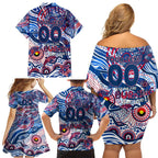 Custom NAIDOC Week 2024 Bulldogs Family Matching Off Shoulder Short Dress and Hawaiian Shirt Aboriginal Animals Keep The Fire Burning