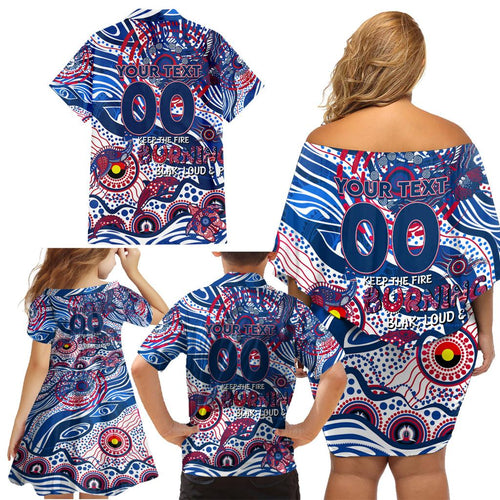 Custom NAIDOC Week 2024 Bulldogs Family Matching Off Shoulder Short Dress and Hawaiian Shirt Aboriginal Animals Keep The Fire Burning