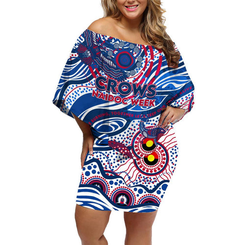 Custom NAIDOC Week 2024 Bulldogs Family Matching Off Shoulder Short Dress and Hawaiian Shirt Aboriginal Animals Keep The Fire Burning